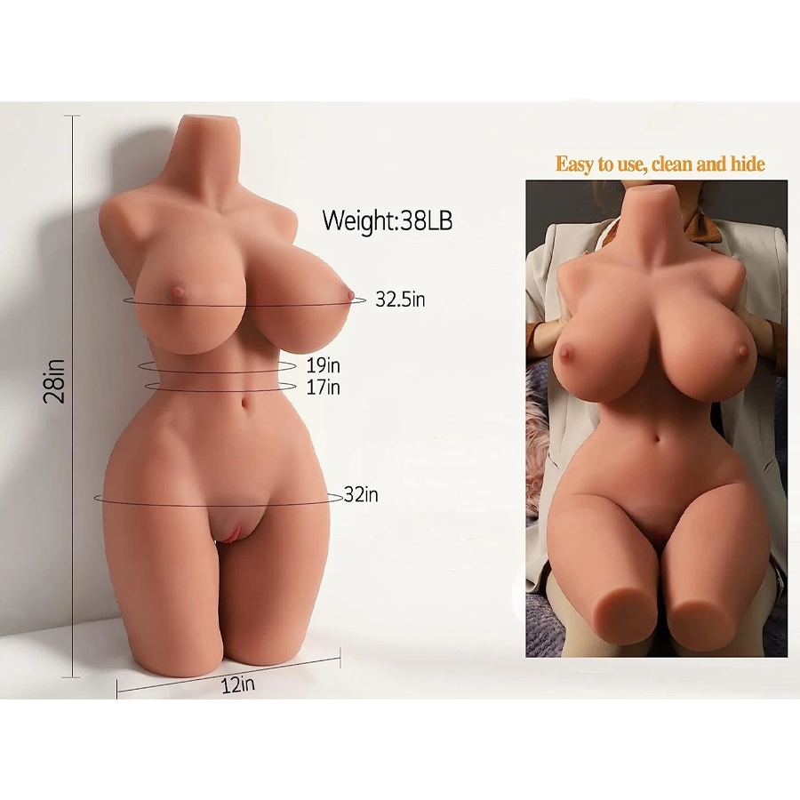 38LB Realistic Sex Doll For Men Sex Toy TPE LifeLike Half Body Love Doll Tan