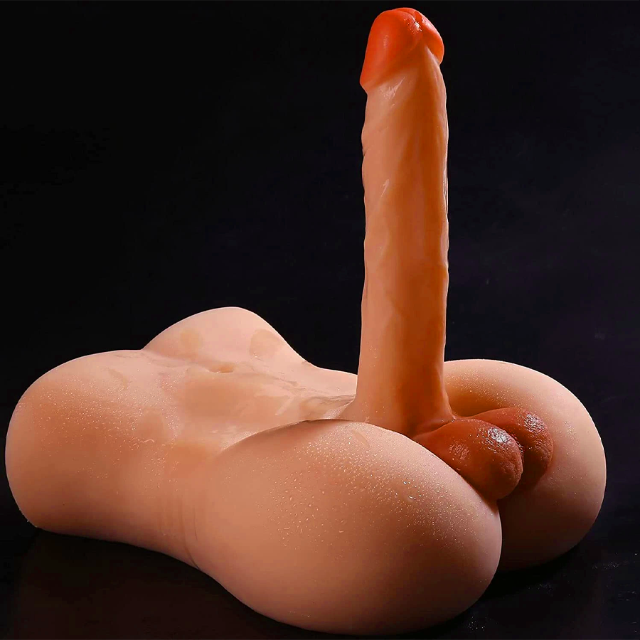Tan Lifelike Male Torso SexDoll With Big Dildo Anal Sex Toy For Gay Women TPE