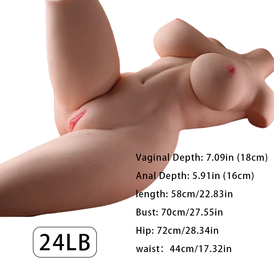 24LB Life Size Sex Doll with Flexible Torso, Realistic Full Body Skin Texture, Soft Butt, Big Breasts, and Vaginal Masturbation Hole - TPE Material, Adult Male Toy for Pleasure, Male Sex Toy