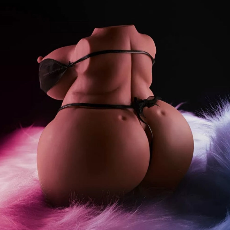 17LB Brown BBW Sex Doll with Big Fat Boobs and Ass, sex Love Doll Pocket Pussy with Built-in Spine, Male Masturbator with Realistic Vagina and Anus, Sex Toy for Men Orgasm
