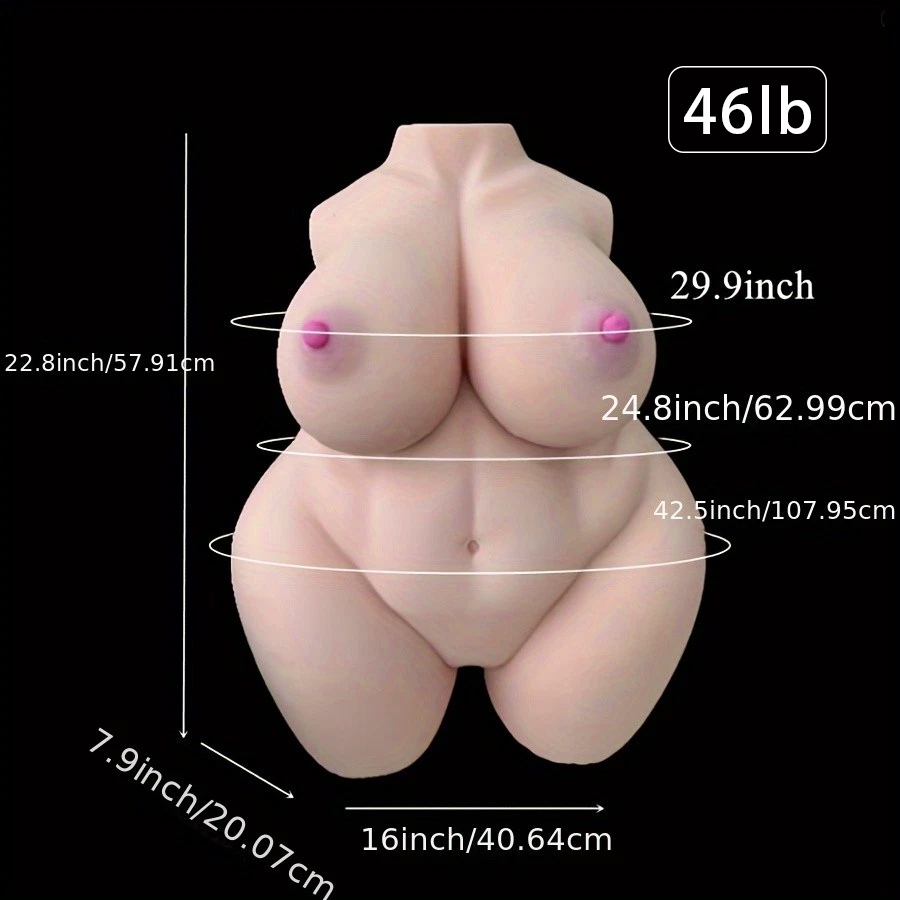 46lb BBW Life-Sized Sex Doll with Big Boobs Areola And Ass, Lifelike Fat Sex Doll Torso with Built-in Skeleton, Adult Sex Toy Male Masturbator, 3D Realistic Deep Vagina & Tight Pussy Anal, BBW Adult Love Dolls