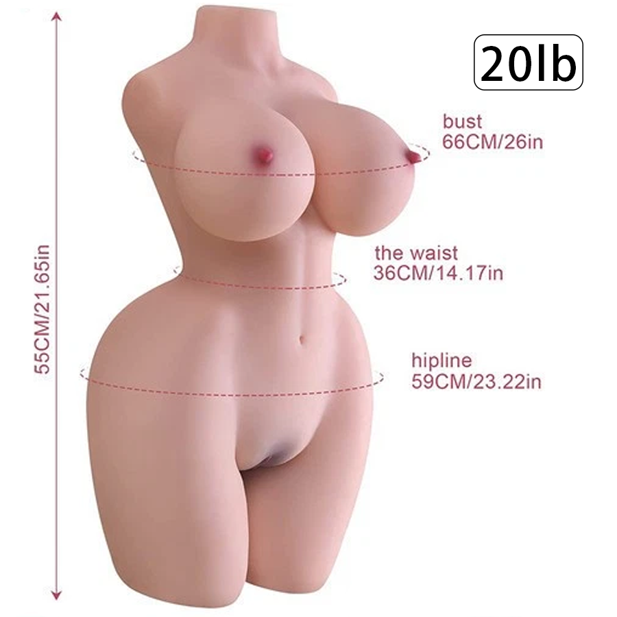 Realistic Sex Doll, Life-Size Flexible Torso Sex Doll Suitable for Men, with Upright Chest, Big Ass, Slender Body, Soft Touch, Real Full-Size Doll, Including Vagina, adult Sex Toy of Anus and Chest, with Skeleton for Easy Placement, Adult Gift 20LB