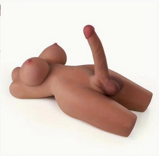 Shemale Sex Doll Torso, Lifelike Sex Doll for Gay Men Women, Realistic Sex Toy for Gay Sex Doll with Realistic Dildo Breasts and Anal, Brown Sex Dolls Ladyboy Sex Toys Dildo Unisex Masturbator 20lb