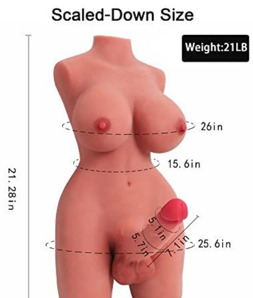 Shemale Sex Doll Torso, Lifelike Sex Doll for Gay Men Women, Realistic Sex Toy for Gay Sex Doll with Realistic Dildo Breasts and Anal, Brown Sex Dolls Ladyboy Sex Toys Dildo Unisex Masturbator 20lb