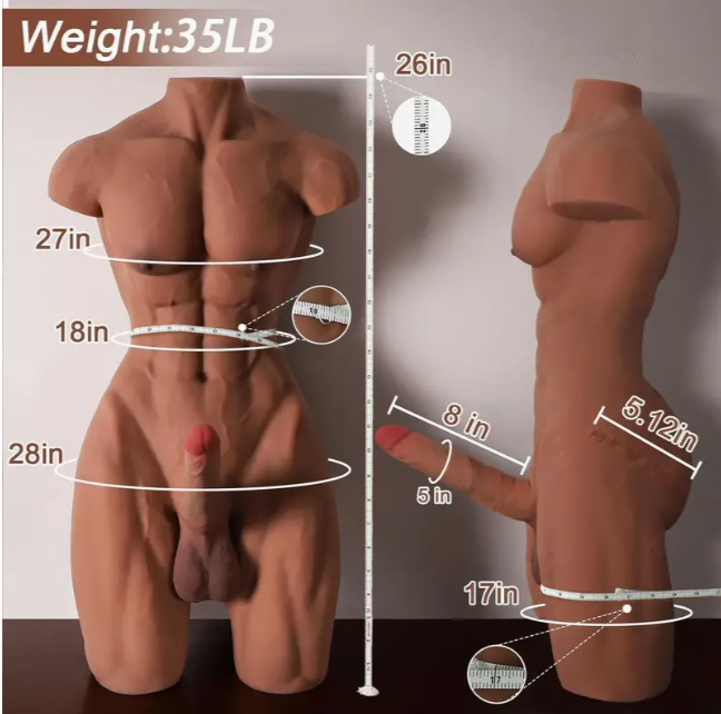 36lb Male Body Torso Adult Love Sex Toy Big Penis Ass for Women Gay TPE Sex Doll-ship Form USA warehouse