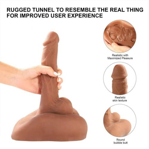 Realistic Dildo Sex Toy, Torso Sex Doll with Flexible Big Penis, Men Penis TPE Doll with Tight Anal Hole and Flat Base Unisex Sex Toy