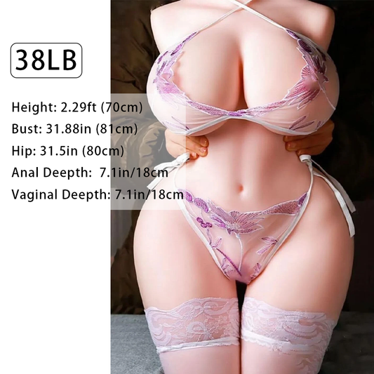 Realistic Life-Size Sex Doll Torso - 38LB, 1:1 Scale Female Replica with Detailed Skin Texture, Goosebumps & Wrinkles, Big Boobs, Vagina, Anal & Built-In Skeleton - TPE Material - Perfect for Male Masturbation & Adult Play