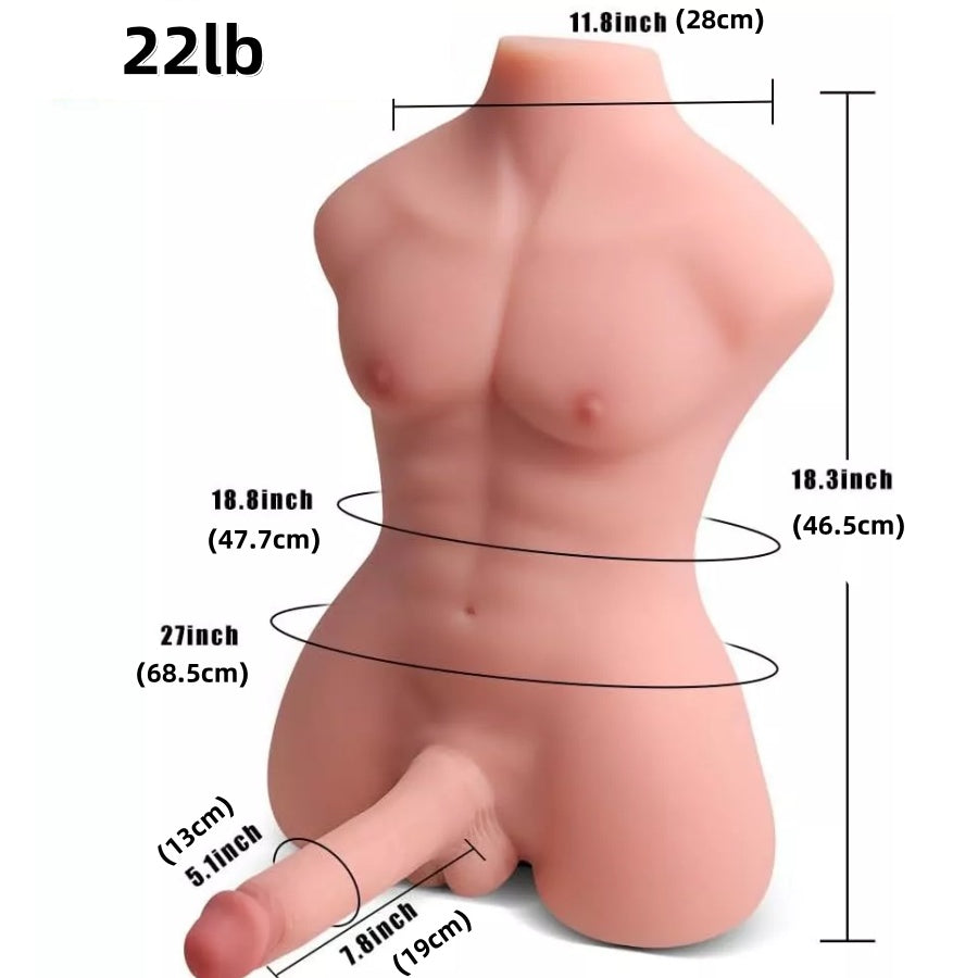 22lb Male Sex Doll for Women with Flexible Dildo Realistic Sex Huge Cock Torso Dildo,Unisex Masturbator Adult Sex Toy Female,Male Torso Sex Dolls with Tight Anal for Men Couple and female couple