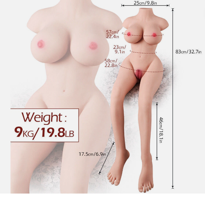 Full Size Sex Doll for Men - Realistic Life Size Sex Dolls Torso Body, Adult 9KG Sex Toys Big Size Dual Channel Realistic Pussy Anal Toy Built-in Skeleton Love Dolls for Male