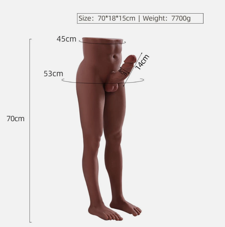 Lifelike Sex TPE D-oll Tan Male Big Penis Anus Silicone Adult Sex Toy Women Gay-8kg, European shipping